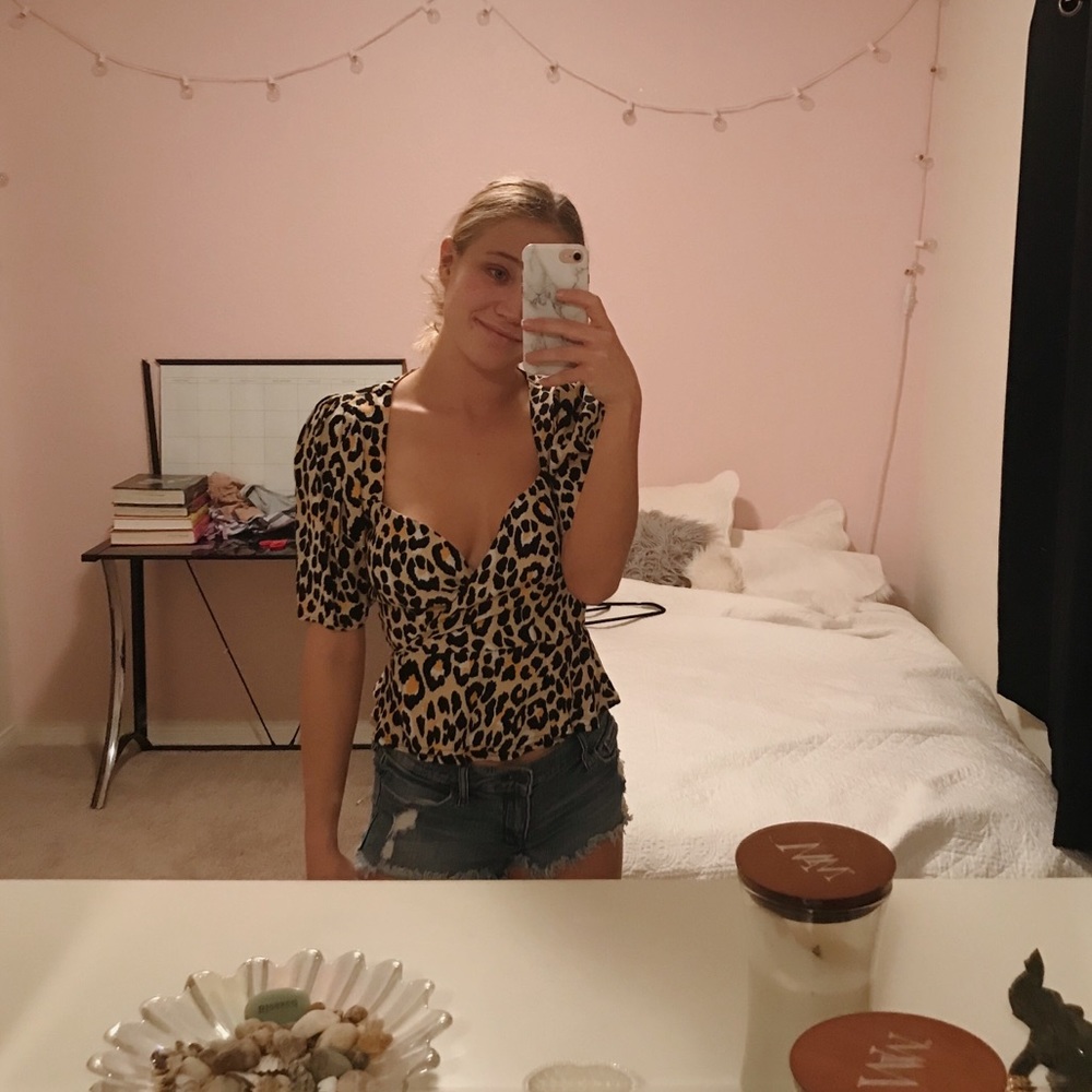 cheetah print blouse